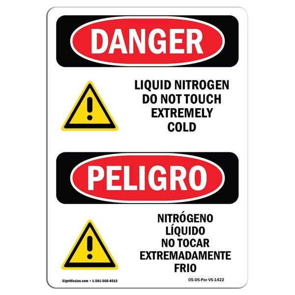 Signmission Safety Sign, OSHA Danger, 24" Height, Liquid Nitrogen No Touch Cold Bilingual Spanish OS-DS-D-1824-VS-1422